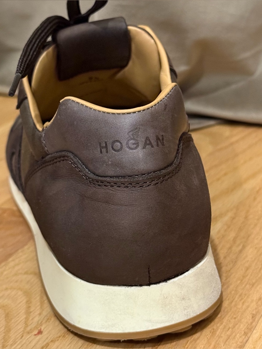 Hogan Men’s Leather Sneaker 9.5 Chocolate Brown H86 Run - Picture 13 of 16